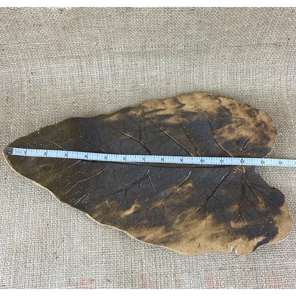 Art Pottery Leaf Impression Charcuterie Tray Platter Cheese Board Server - Picture 7 of 9